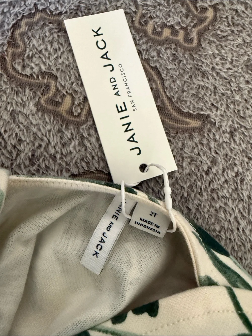 Janie and Jack Green Tropical Leaf Kids Matching Set NWT SIZE 2T